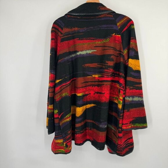 Ali Miles Womens southwestern pattern Cardigan Jacket Size Large faux leather - Picture 12 of 15